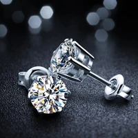 ewra 925 sterling silver earrings diamond simple and versatile six claw high carbon diamond earrings for women party jewelry