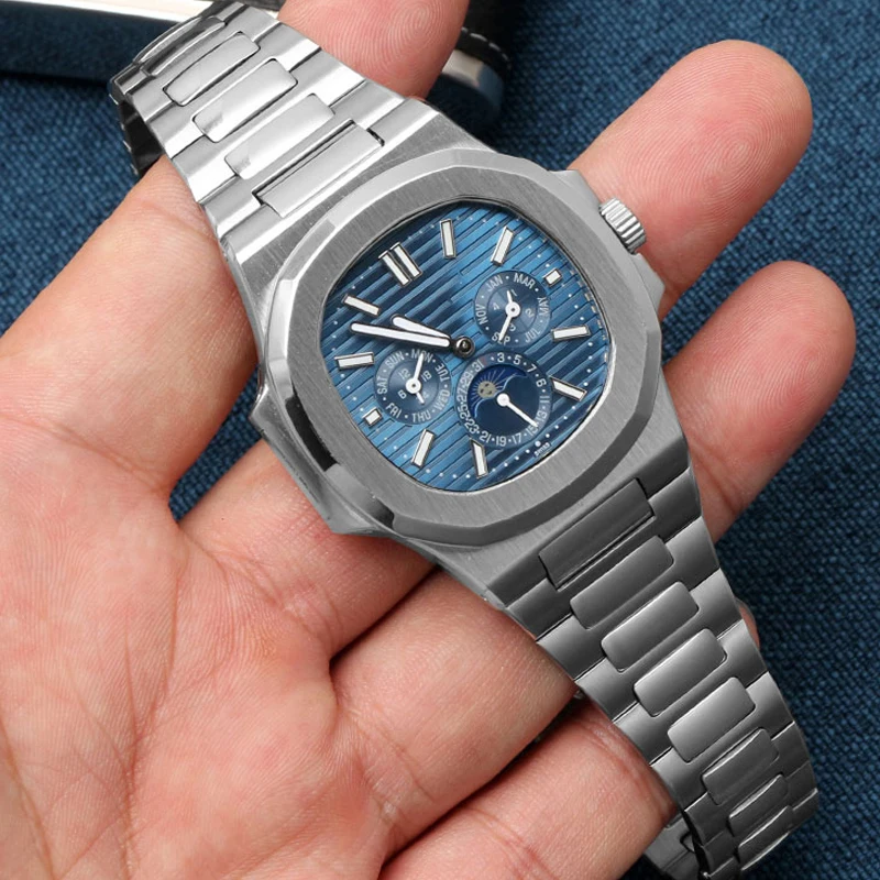 Solid stainless steel band bracelet, metal band with folding buckle, suitable for Patek Philippe Nautilus 5711 / 1A010 25mm-13m