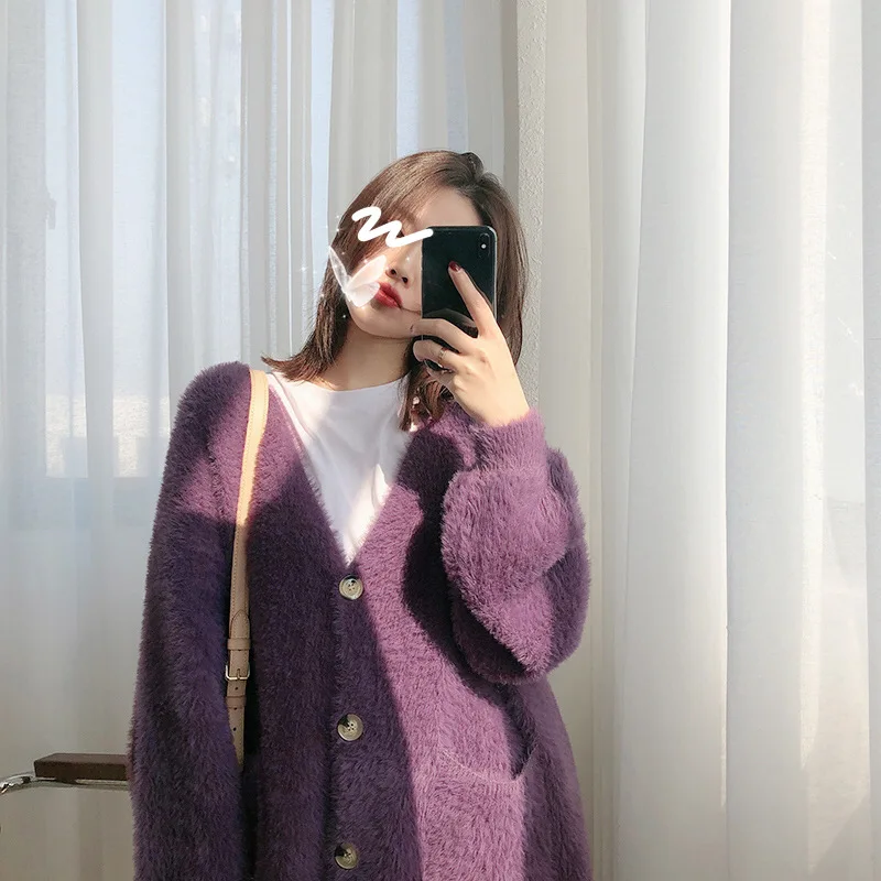 Elegant Fluffy Women's Faux Fur Coat Korean Streetwear Autumn And Winter Warm Plush Teddy Coat Women Loose Oversize Sweater