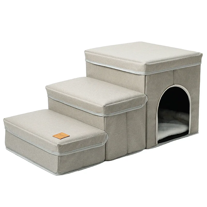 

Foldable Storage Cats And Dogs' Nest Cage Multifunctional Dog Stairs Blue Beige Cat House Pet Supplies Climb Dog Accessories