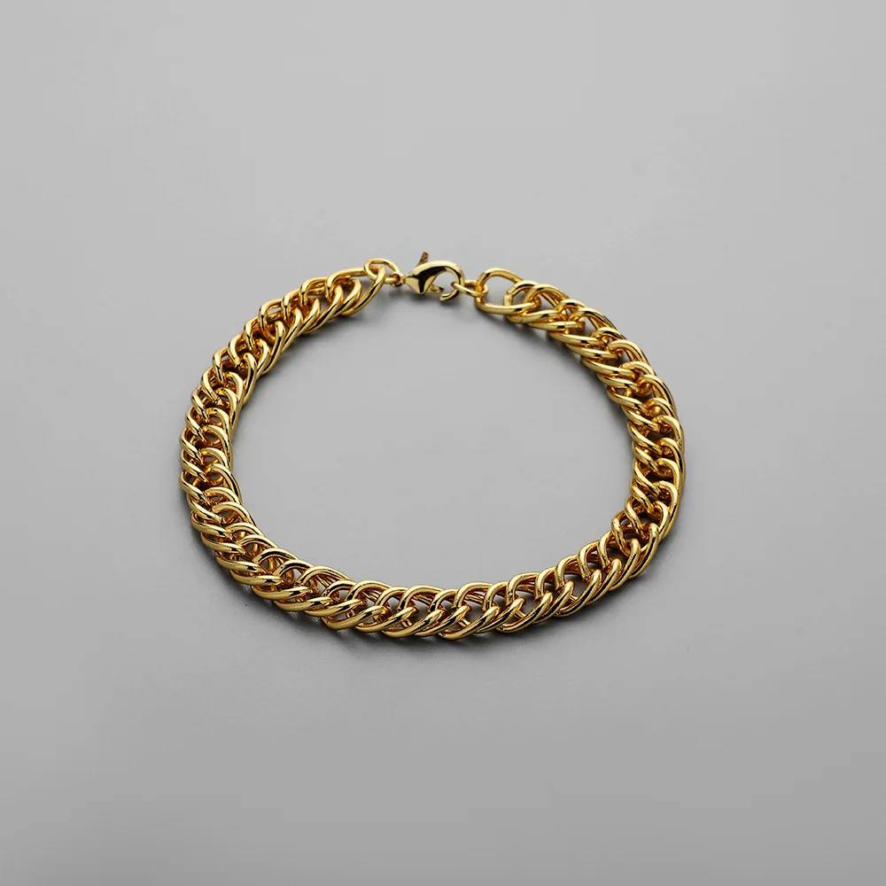 

INS Fashion Gold Plated Cuban Link Chain Bracelet Women Men Black Sliver Chunky Thick Chain Bracelet Jewelry Gift Party