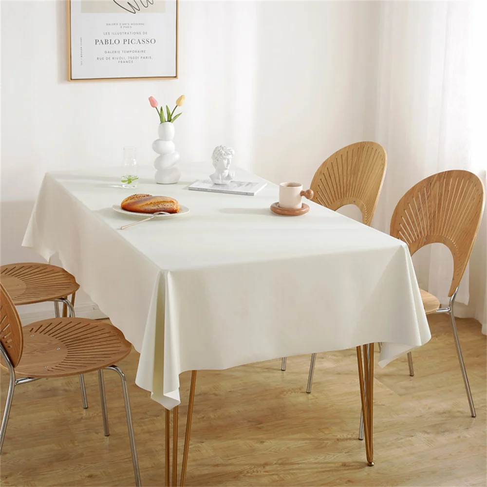 

Rectangular Tablecloth Solid Color Soft Leather PU Waterproof and Oil-proof Macaron Color Tablecloth Home Coffee Table Cloth