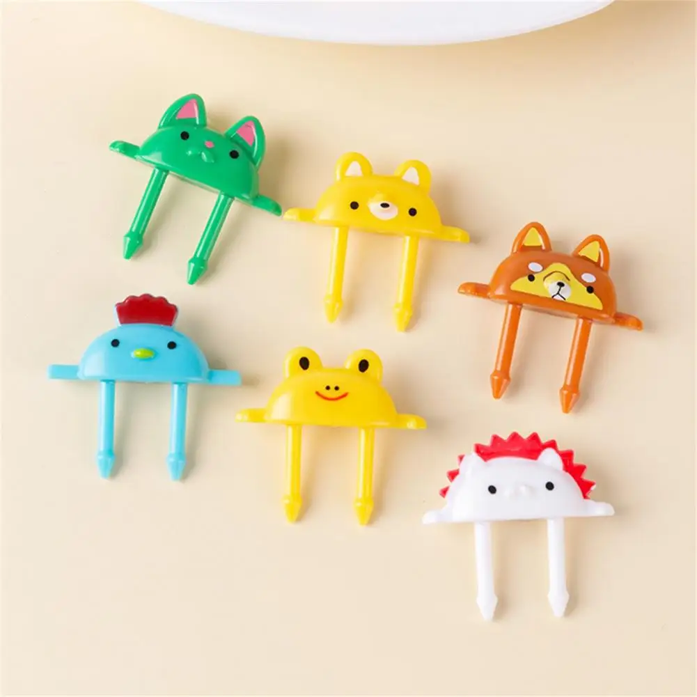 

6Pcs Fruit Fork Non-slip Reused Food Grade Cartoon Decorative Cute Mini Bento Sticks for Home
