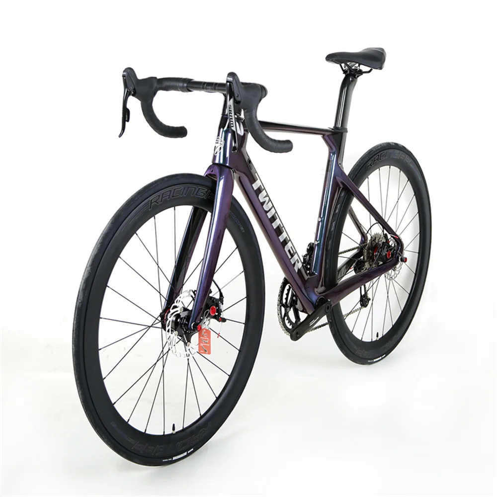 

TWITTER holographic color R5 carbon fiber road bike RIVAL-22speed carbon wheel disc brake gravel bike bicicleta bikes men biking