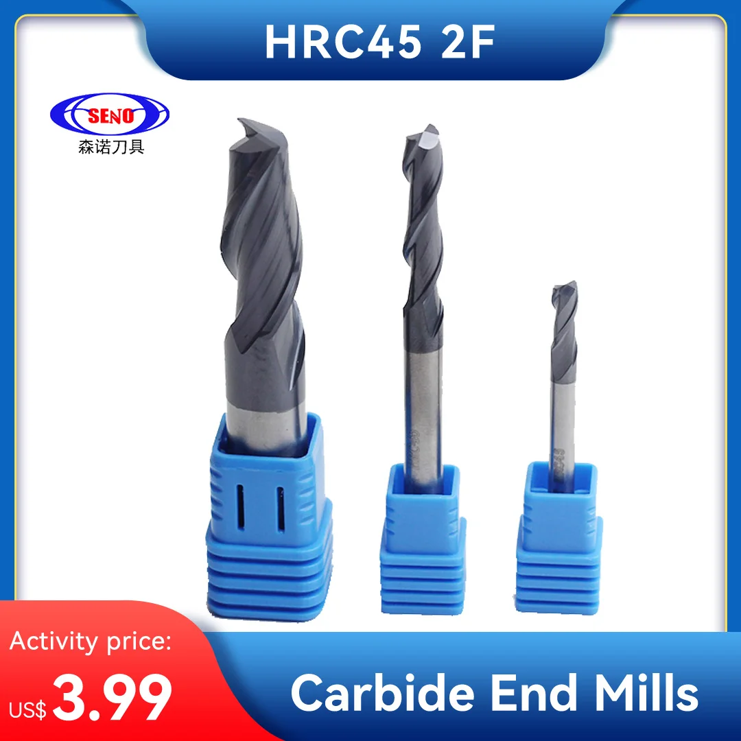 

SENO HRC45 End Mill Solid Indexable Endmills Tools D4 D6 D8 D10 Cemented Carbide 2/4F Flutes Milling Cutters CNC Machine Parts