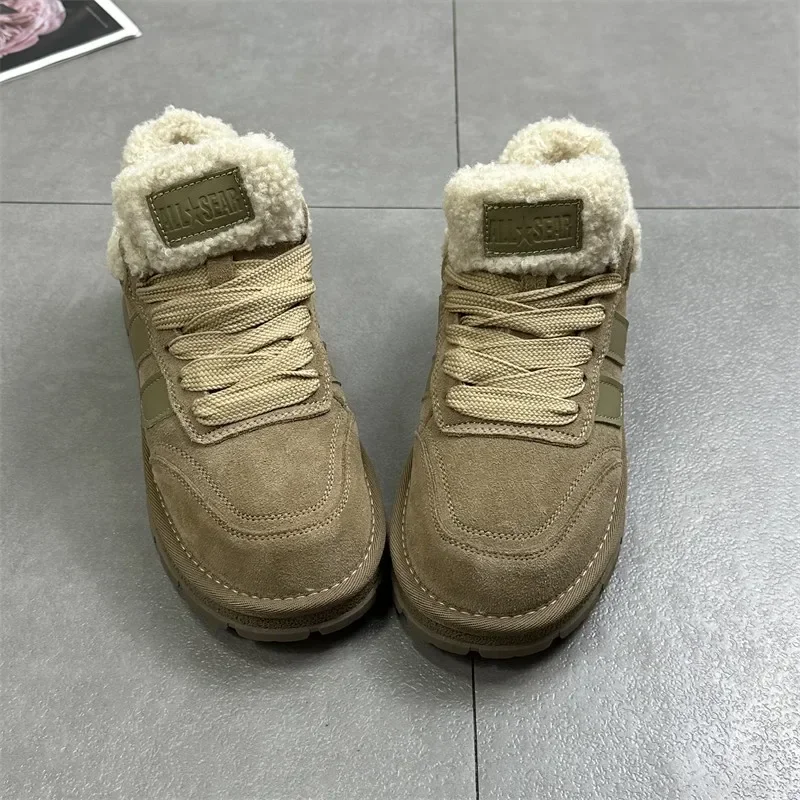 Зимние женские сохраняющие тепло ботинки на платформе из хлопка Модные низкие