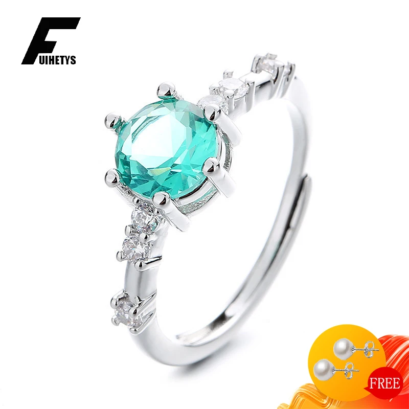

FUIHETYS Trendy Ring for Women 925 Silver Jewelry Ornaments with Zircon Gemstone Open Finger Rings Wedding Party Engagement Gift