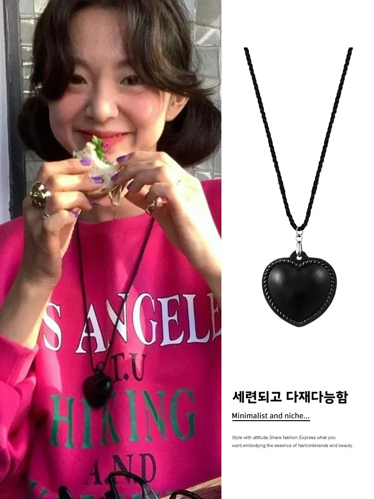 Черное женское ожерелье Love новинка 2024 популярная корейская серия длинная