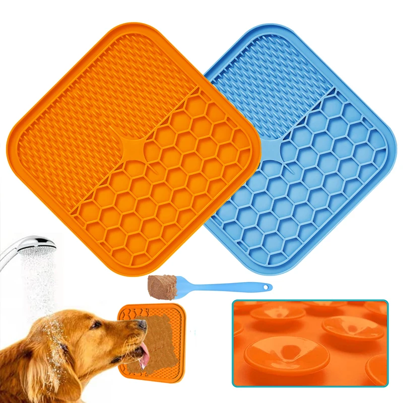 

New Pet Dog Mat Cat Slow Food Bowl with Suction Cup Feeding Bowl Silicone Dog Slow Food Snack Dispenser Dog Licking Pad Bowls