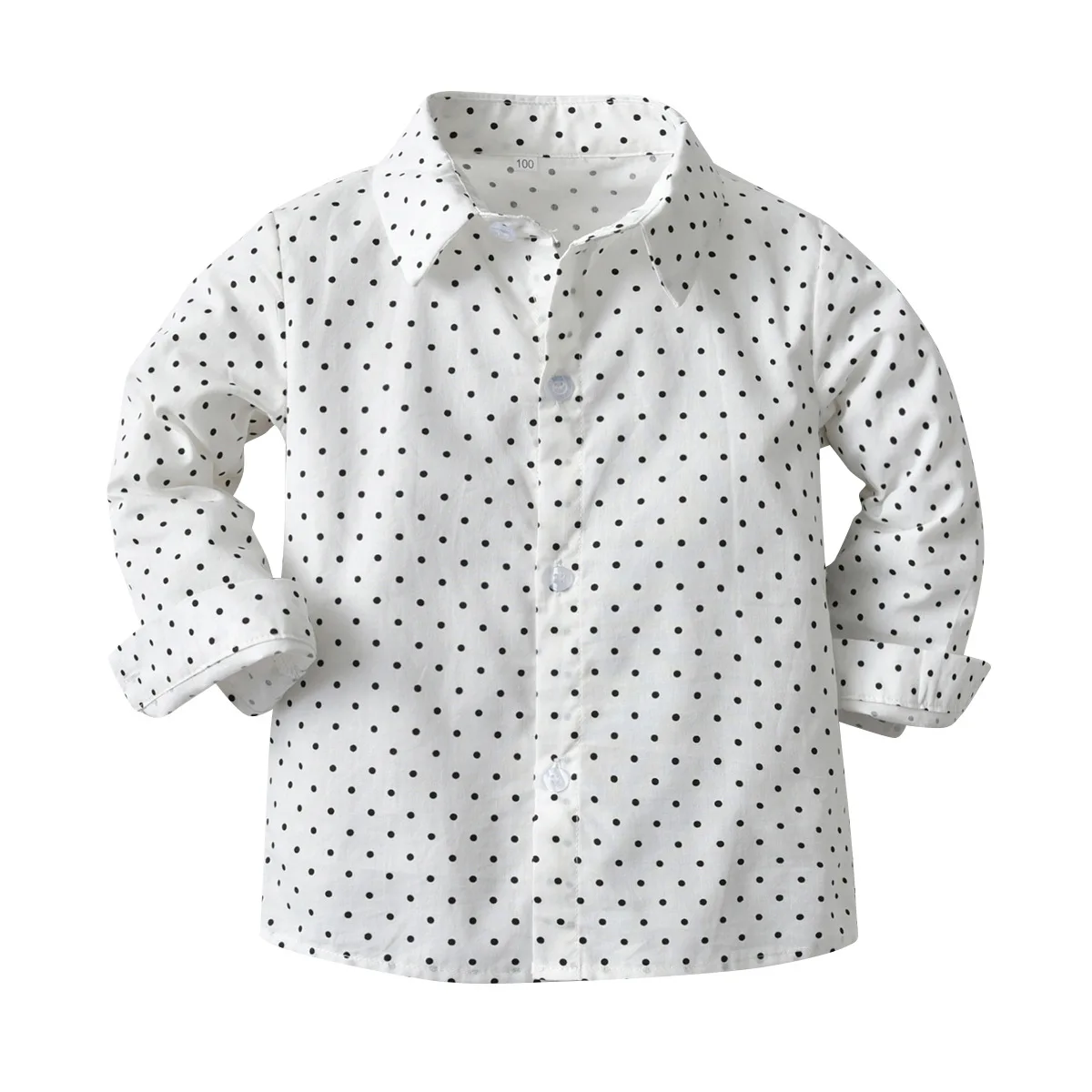 

Autumn Fashion Baby Boy Shirts Long Sleeve Cotton White Dot Shirt High Quality Casual Kids Gentleman Dress Blouses Tops