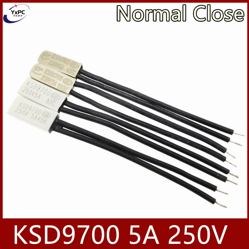 Термостат KSD9700 с нормальным закрытием, 5 А, 250 В, 90C, 95C, 100C, 155C, 15C, 35C, 55C, 60C, 75C, 80C, 85C