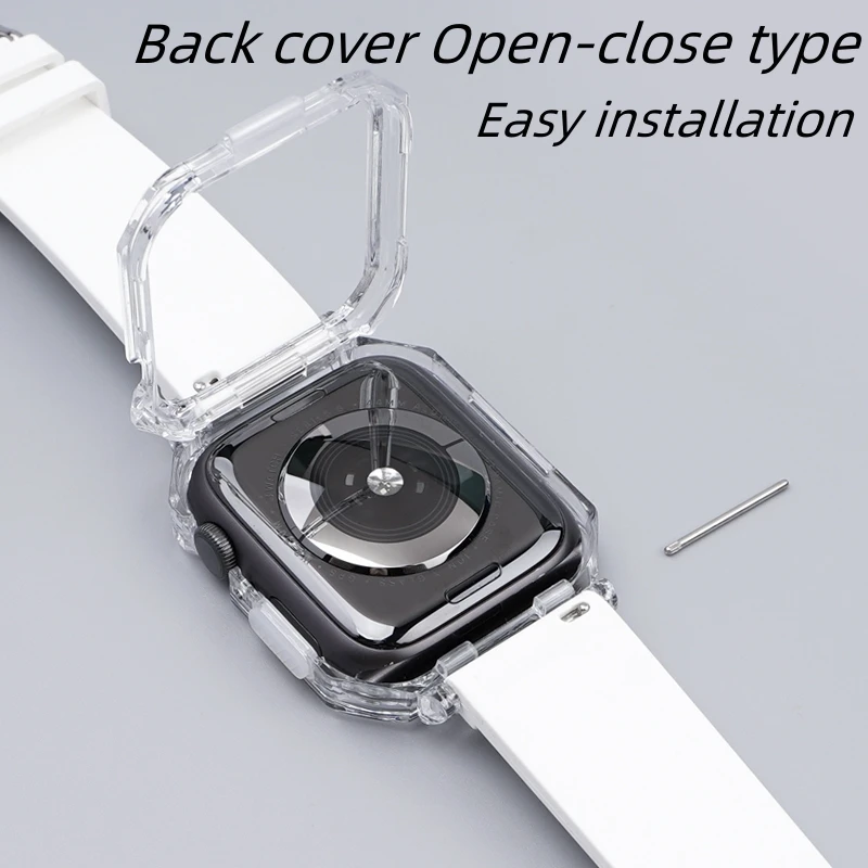 Watch Band Watch Case For iWatch Serise 8 38mm 40mm 41mm 42mm 44mm 45mm Silicone Strap For Apple Watch 3 4 5 6 7 Bracelet