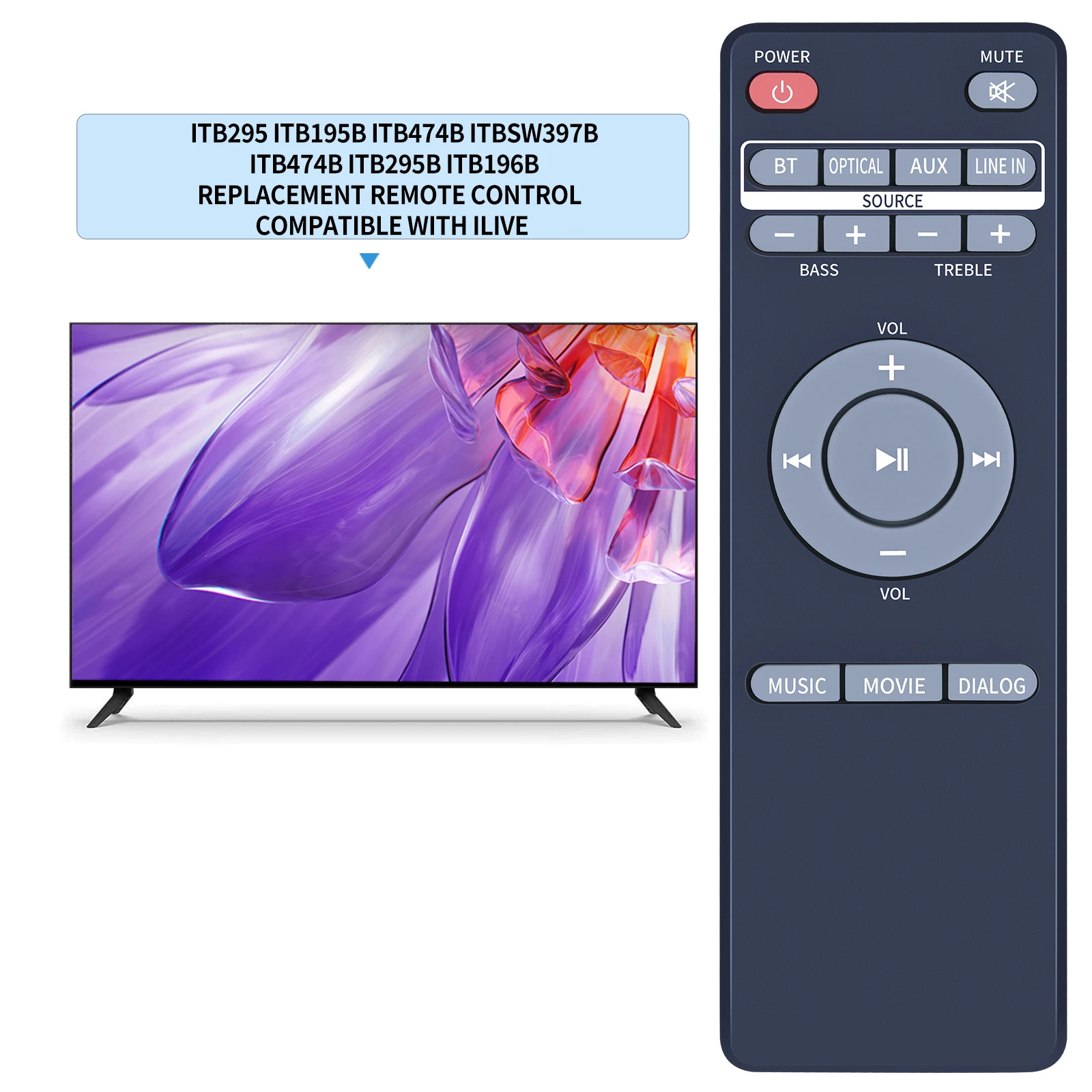 Пульт дистанционного управления для Soundbar ilive ITB295 ITB195 ITB195B ITB296B ITBSW397B