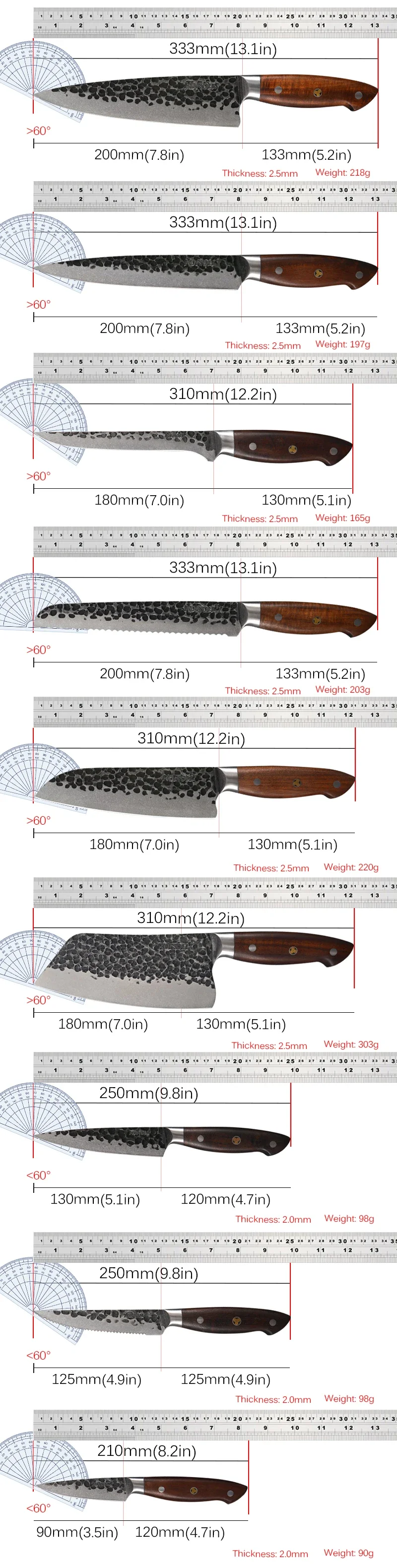 Набор профессиональных японских ножей шеф-повара кухонный комплект ручной ковки