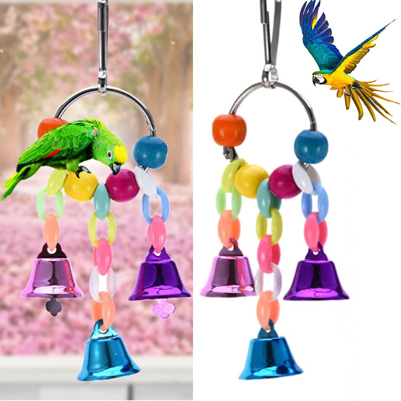 

1PC Parrots Toys Bird Accessories Colorful Beads Bells Pet Toy Swing Stand Budgie Parakeet Cage Pet Bird Parrot Chew Swing Toys