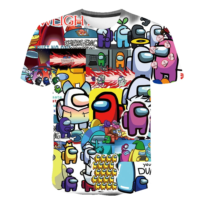 Летняя футболка с 3D мультяшным изображением игры среди нас Женская Повседневная