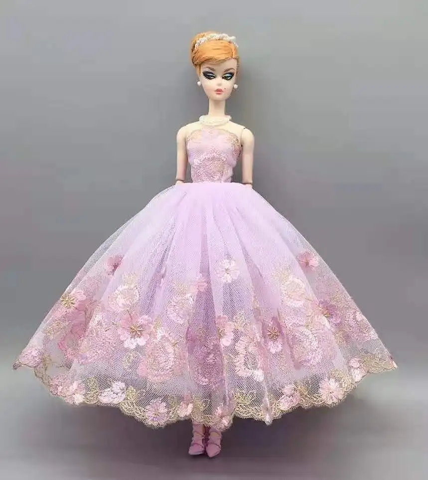

1/6 одежда для шарнирной куклы Барби светильник-Фиолетовое цветочное свадебное платье платья принцессы наряды 30 см аксессуары для кукол игр...