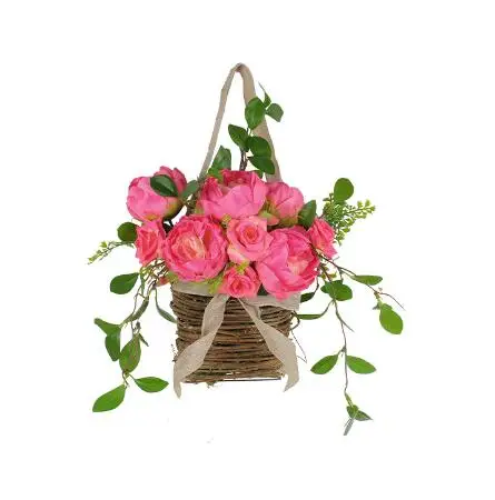 

Heart Flower Wreath Flower Basket Mother's Day Wreath Purple Lavender Artificial Flower Pink Door Hanging Welcome Sign Light