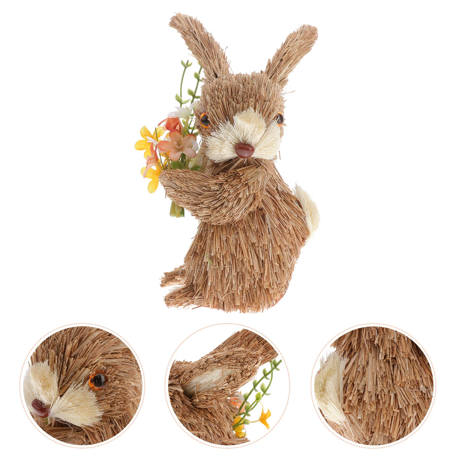 

Rabbit Bunny Easter Straw Ornament Decor Statue Figurine Figurines Ornaments Figures Model Decoration Woven Animal Standing