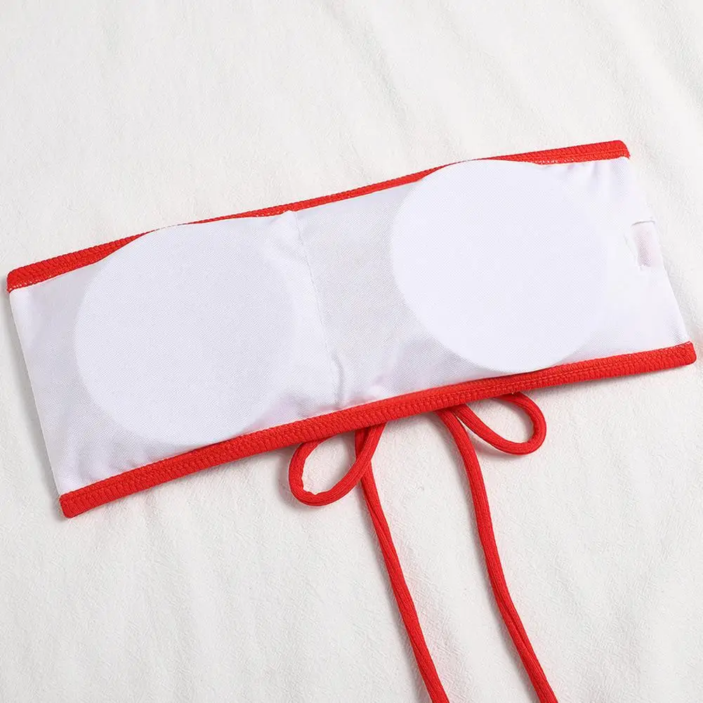 Пикантное бикини без бретелек с высокой талией женский купальник однотонный