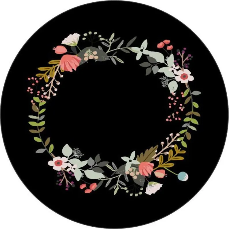 

Floral Circle Black Spare Tire Cover for Jeep Gladiator, Wrangler, Jt, Jl, Jlu, Jk,Jku,Tj,Lj,Cj,Yj,Rv