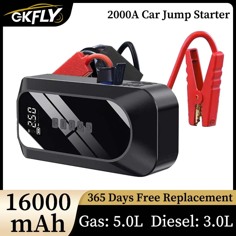 GKFLY 2000A Start Power Bank 16000 мАч Jump Starter Автомобильный усилитель Внешний аккумулятор 12 В