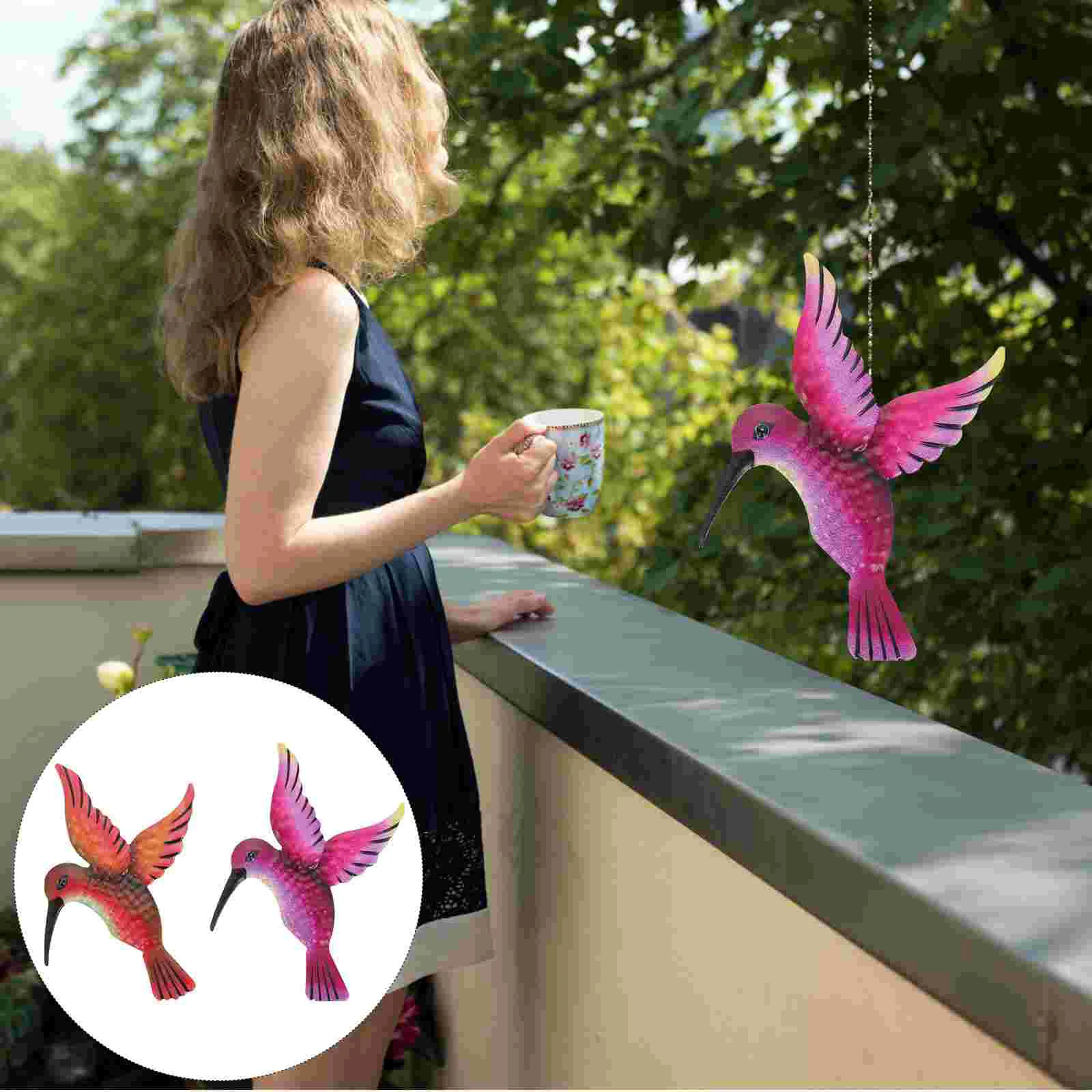 2 шт. настенное украшение железная птица колибри кулон кованый подвесной декор