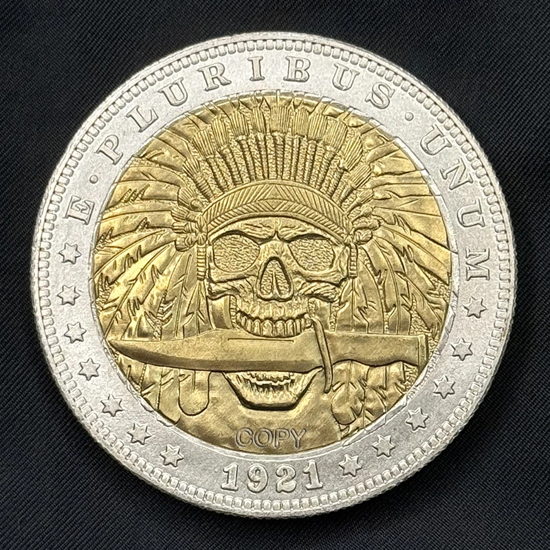 Американский Скелет US 1921, скелет кусает, двухцветная блузка, Золотая и Серебряная Памятная медаль Хобо, подарок