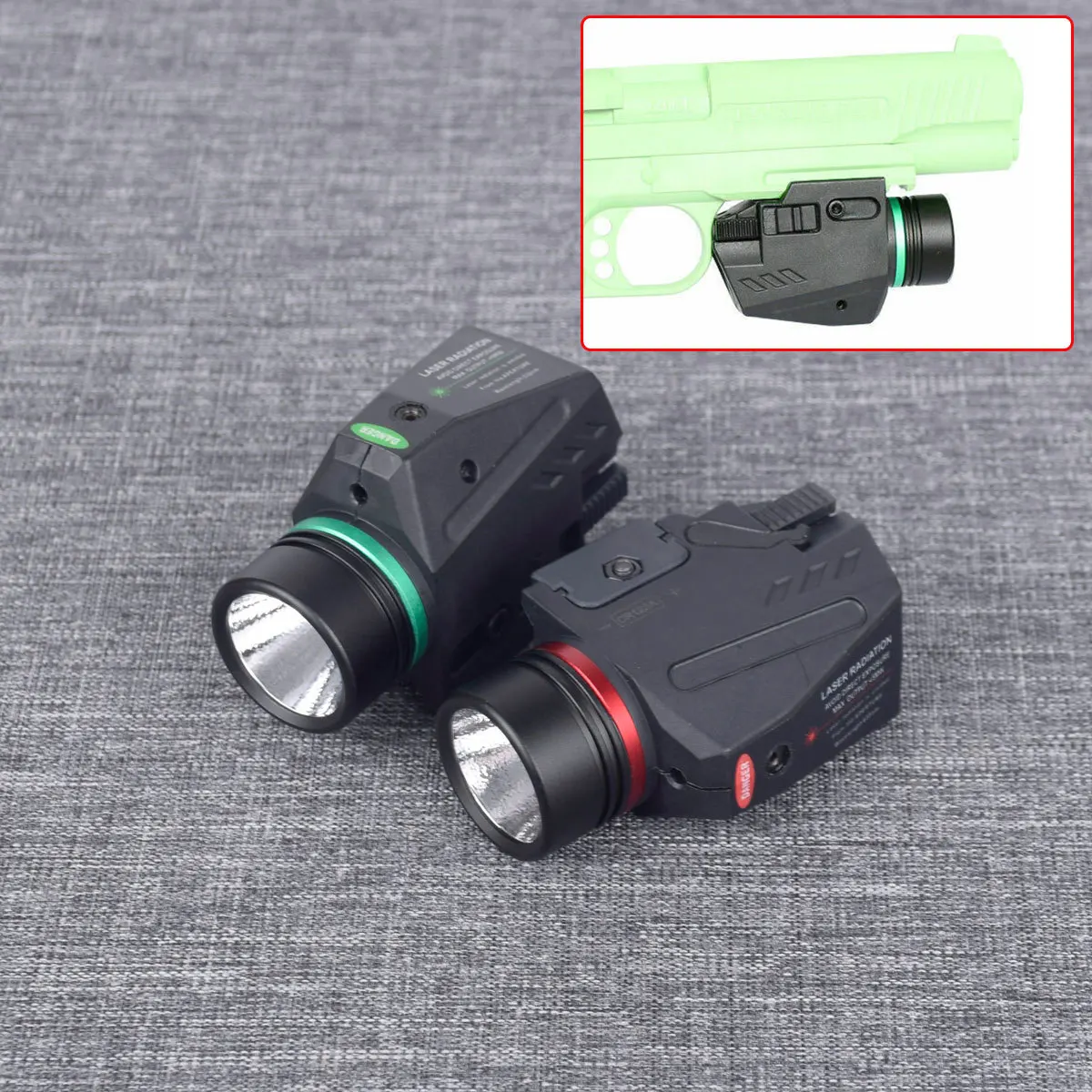 

Tactical Flashlight Green/Red LED Laser Sight For 20mm Rail Mini Glock Pistol Gun Light lanterna Airsoft Light Weapon light