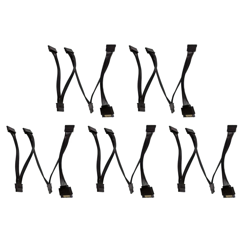 

5X 15 Pin SATA Power Extension Hard Drive Cable 1 Male To 5 Female Power Supply Splitter Adapter Cable For DIY PC Sever