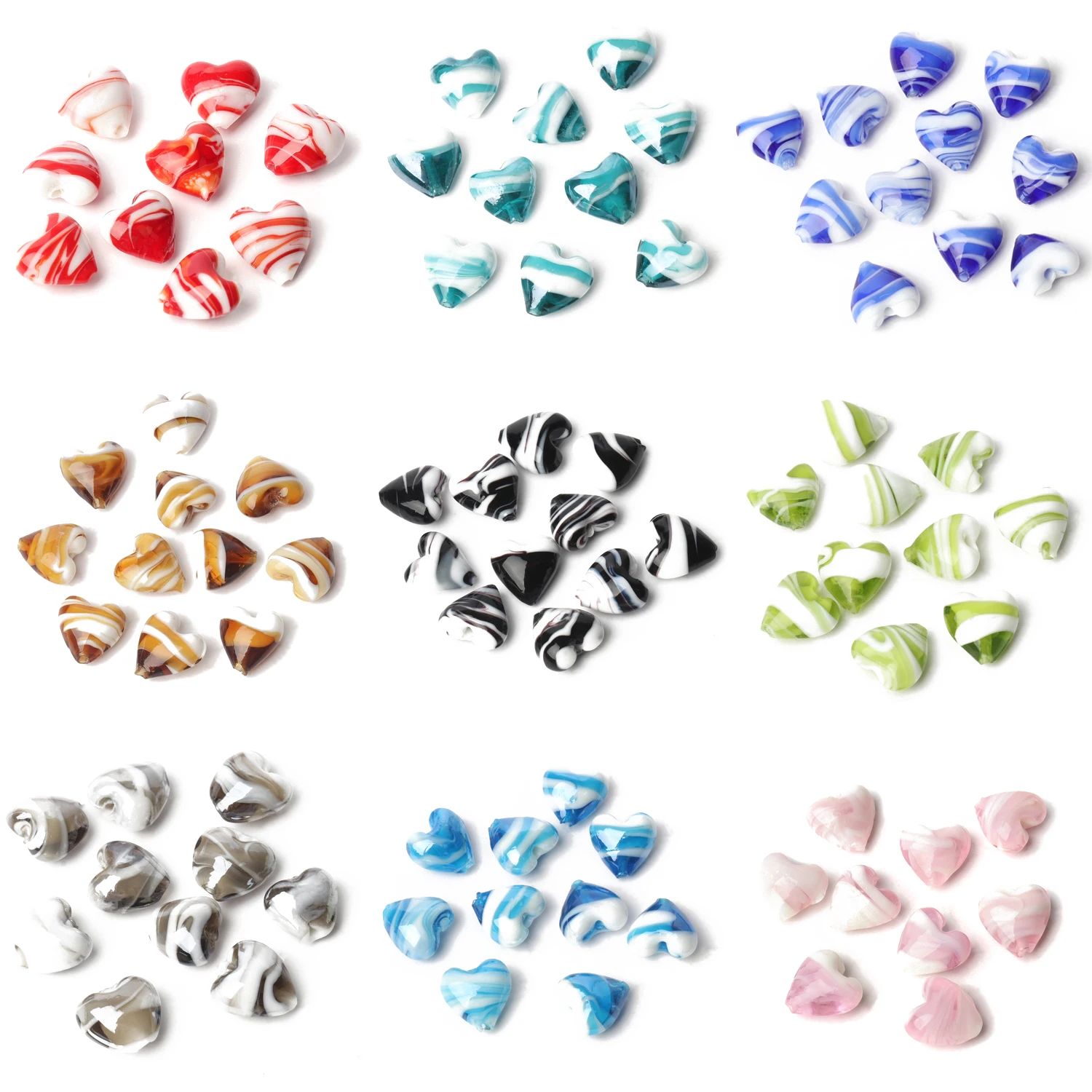5pcs/Lot 15x15mm Large Murano Heart Beads Glass Lampwork Beads For Jewelry Making Diy Women Bracelet Earring Crafts Findings