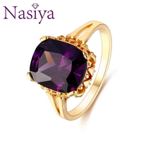 nasiya vintage elegant created square dark amethyst gold rings jewelry wedding bands silver ring fine jewelry for women