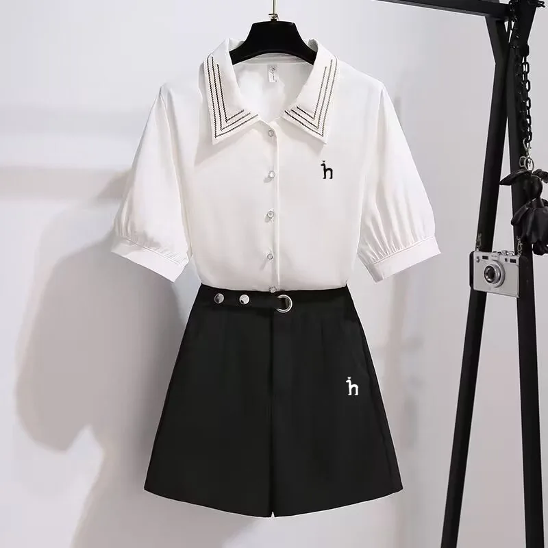 

Women Shirt Sets Hazzys Short Sleeve and Short Skirt 2-piece Set 2023 New Summer Fashion Casual Chiffon Shirt