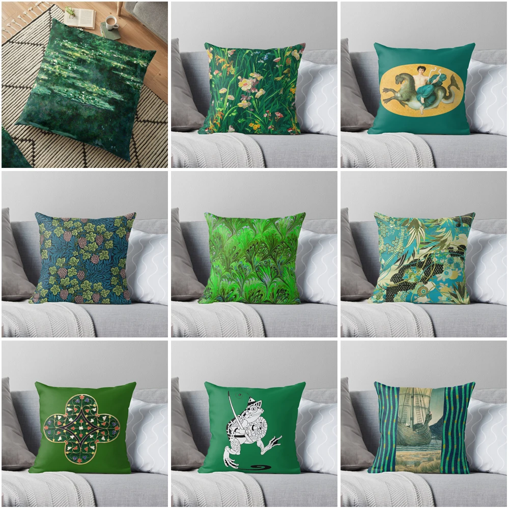 

Декоративный домашний чехол для подушки, Наволочки 45*45, скандинавский 40*40 40x40 см 50x50 см, современный жилой диван в стиле бохо 50*50 60*60, зеленый