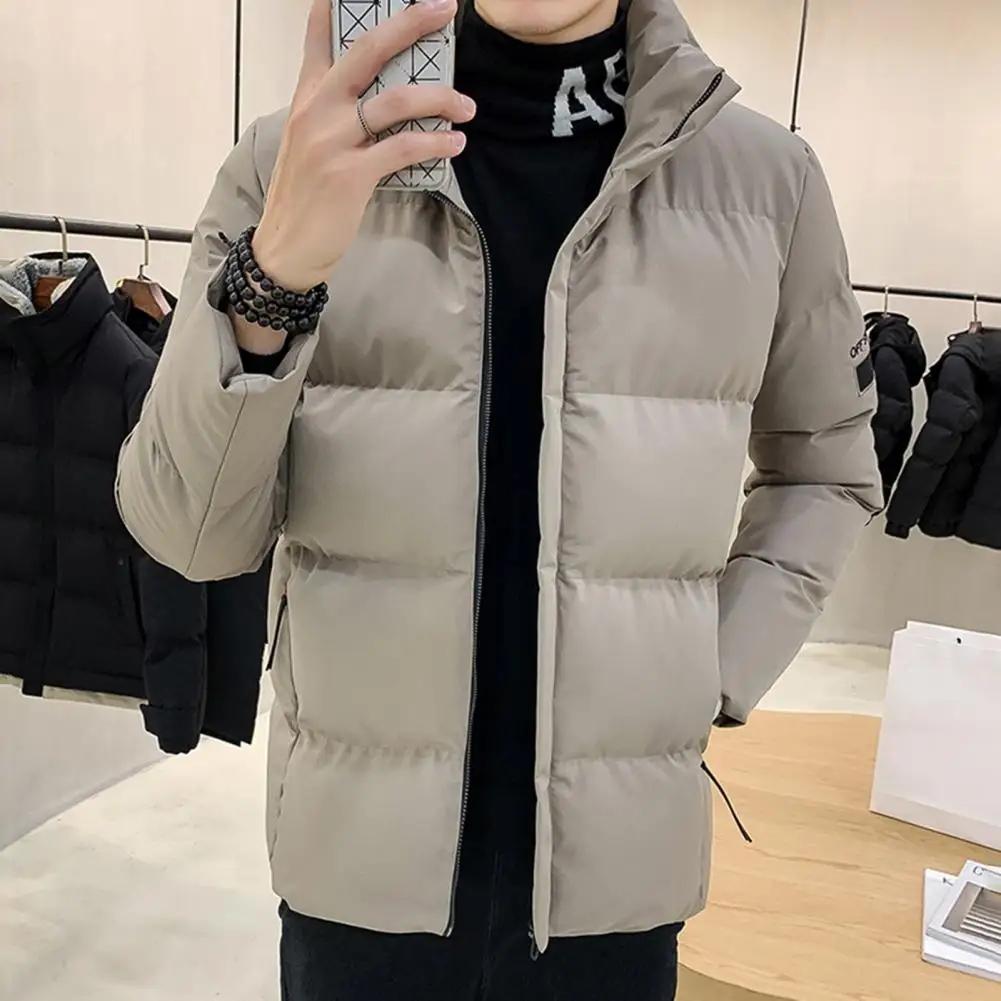 Stylish Men Coat Letter Embroidery Man Coldproof Zipper Jacket  Super Soft Men Winter Jacket for Daily  Wear