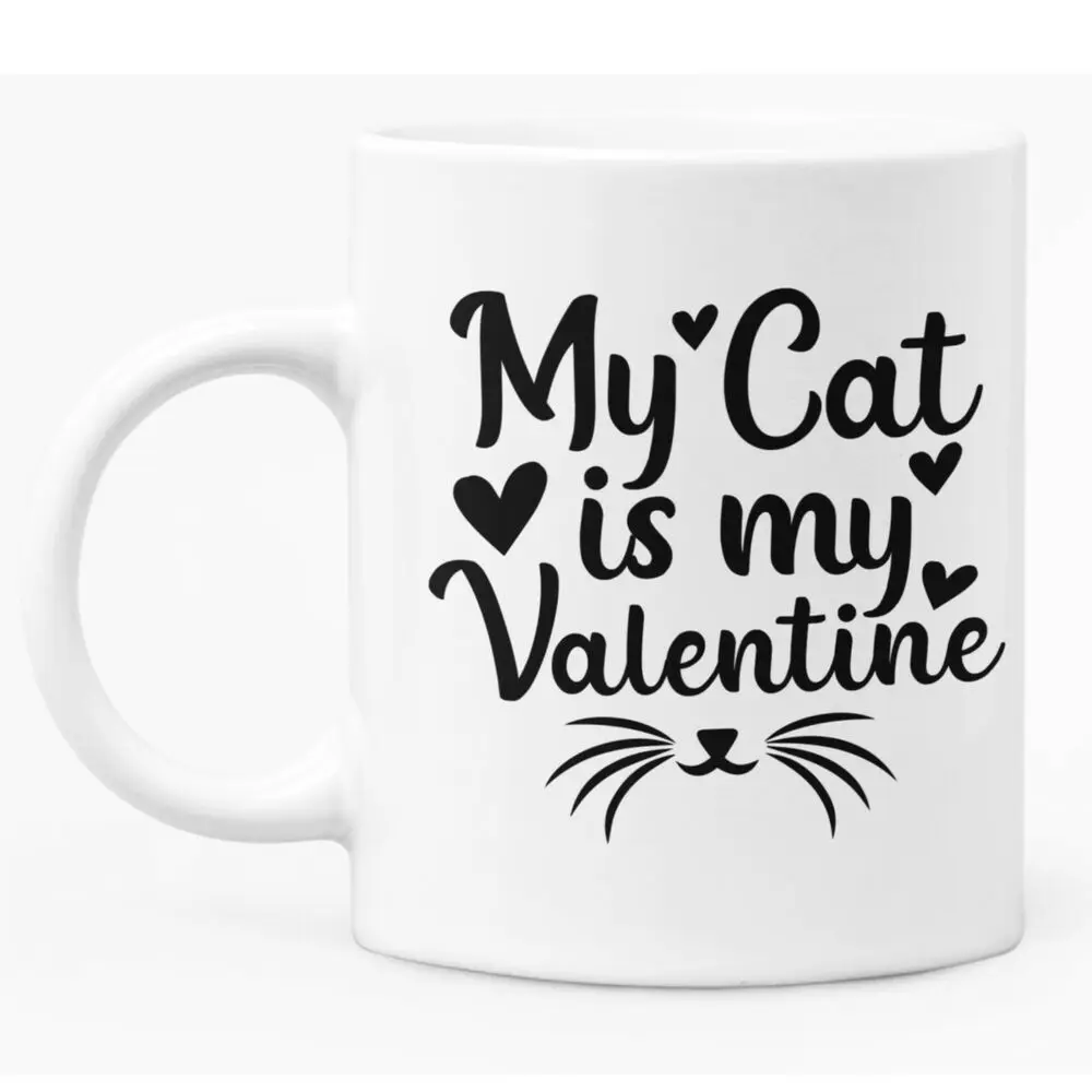 

Valentine Cat Lovers Mug White Ceramic Coffee / Tea Mug Gift