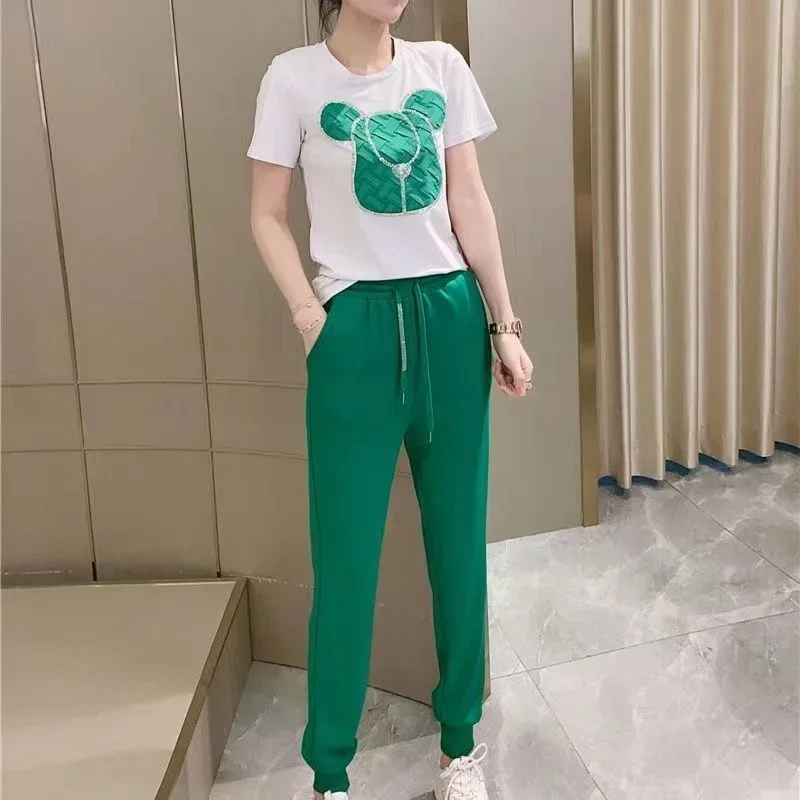 Женский спортивный костюм из двух предметов повседневный укороченный топ с