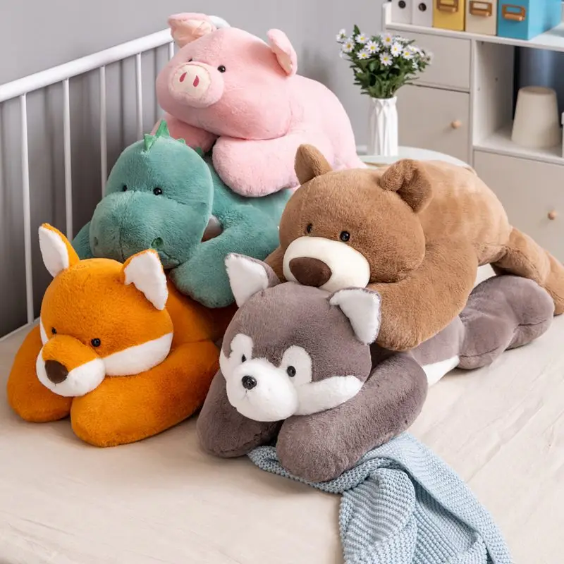 

Плюшевая игрушка в ленивом стиле, лиса, динозавр, медведь, свинья, мягкая мультяшная подушка для дивана, кукла, домашний декор, 80 см