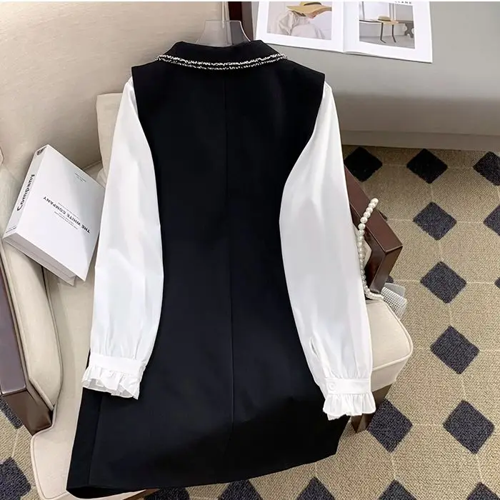 Женский жаккардовый костюм элегантный пиджак и белая рубашка комплект из двух