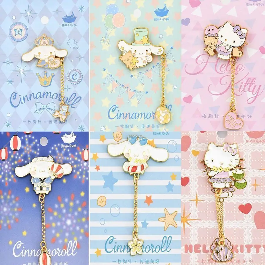 

Kawaii Sanrio Brooch Cartoon Cinnamoroll Hello Kitty Anime Periphery Badge Clothing Decoration Accessories Gifts for Good Friend