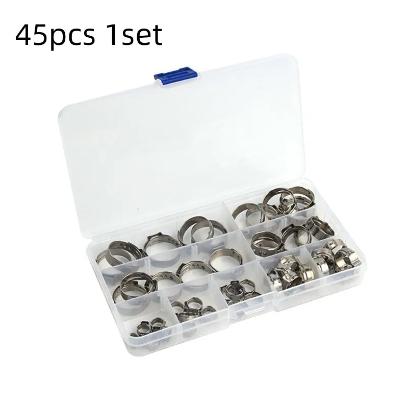 

45/80Pcs Single Ear Stepless Hose Clamps 5.8-23.5Mm 304 Stainless Steel Hose Clamps Cinch Clamp Rings For Sealing Kinds