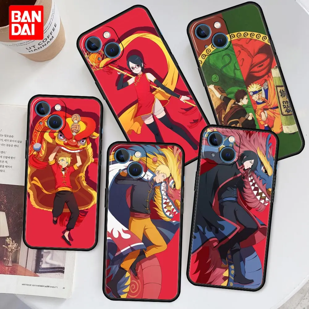 

Naruto Manga Spring Festival Case for iPhone 13 12 11 X XS Pro Max 6 6s 7 8 Plus SE XR 12pro 13pro Mini Black Cover Silicone