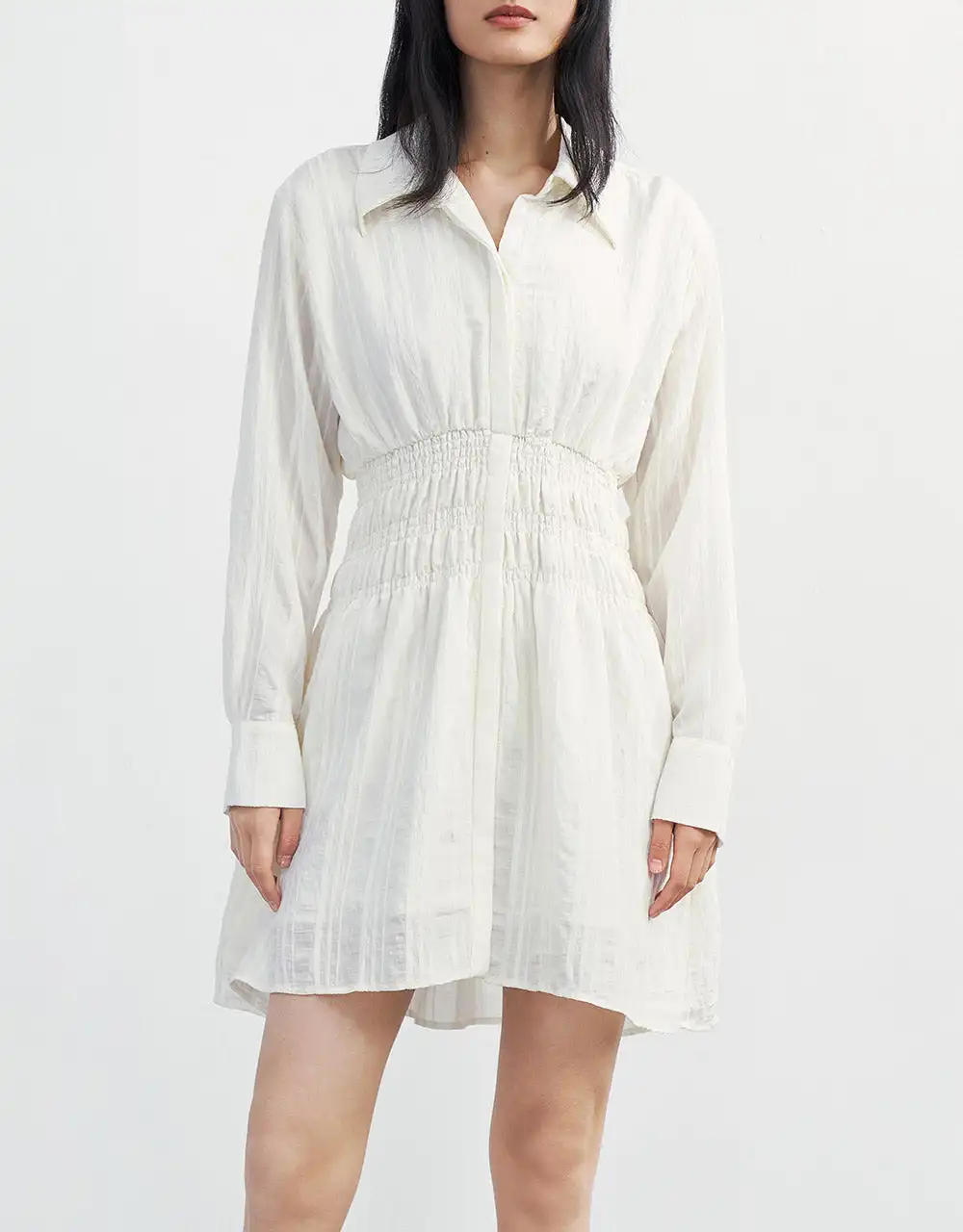 

Shirred Waist Shirt Dress