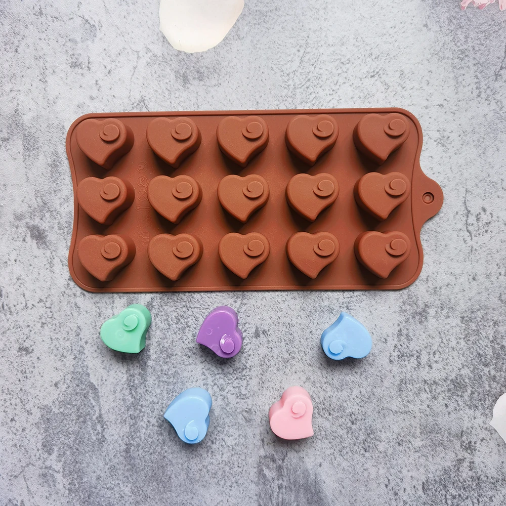 

15 Cavity Vortex Heart Silicone Chocolate Mold DIY Cake Accessories Molds Kitchen Ice Cubes Biscuit Pastry Manual Baking Mould