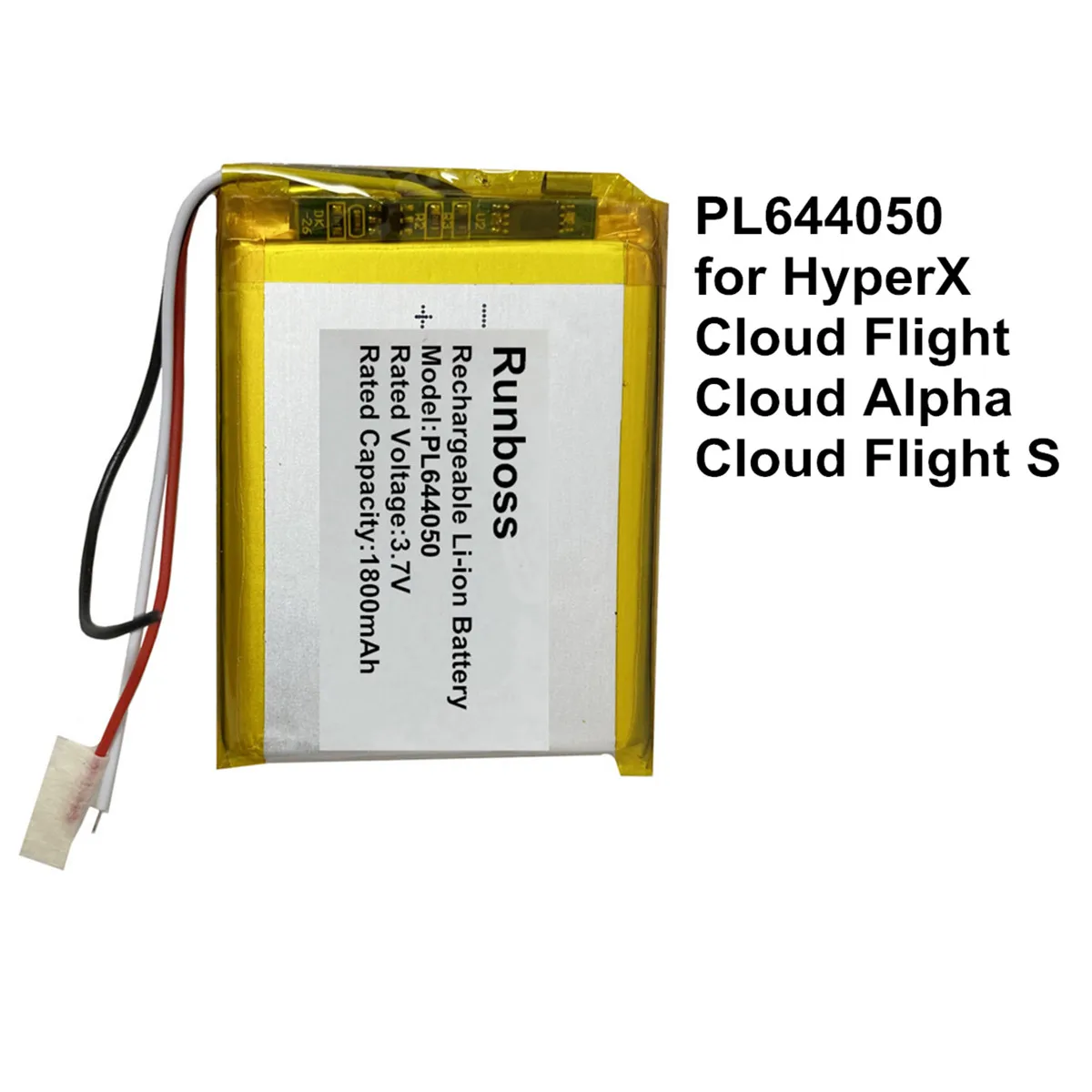 Фото Аккумулятор беспроводной гарнитуры 3,7 В/1800 мАч PL644050 для HyperX Cloud Flight, Cloud Alpha, Cloud Flight S №2
