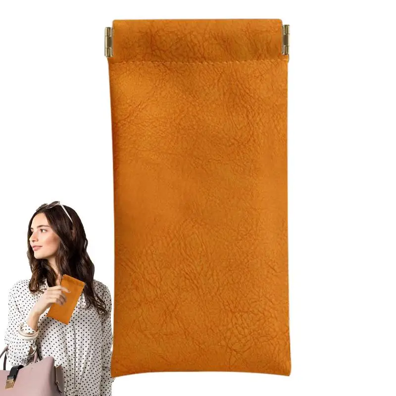 

Sunglasses Bag Pouch Sunglasses Carrying Bag Waterproof PVC Leather Flannel Lining Eyeglass Travel Pouch Self-rebound Opening