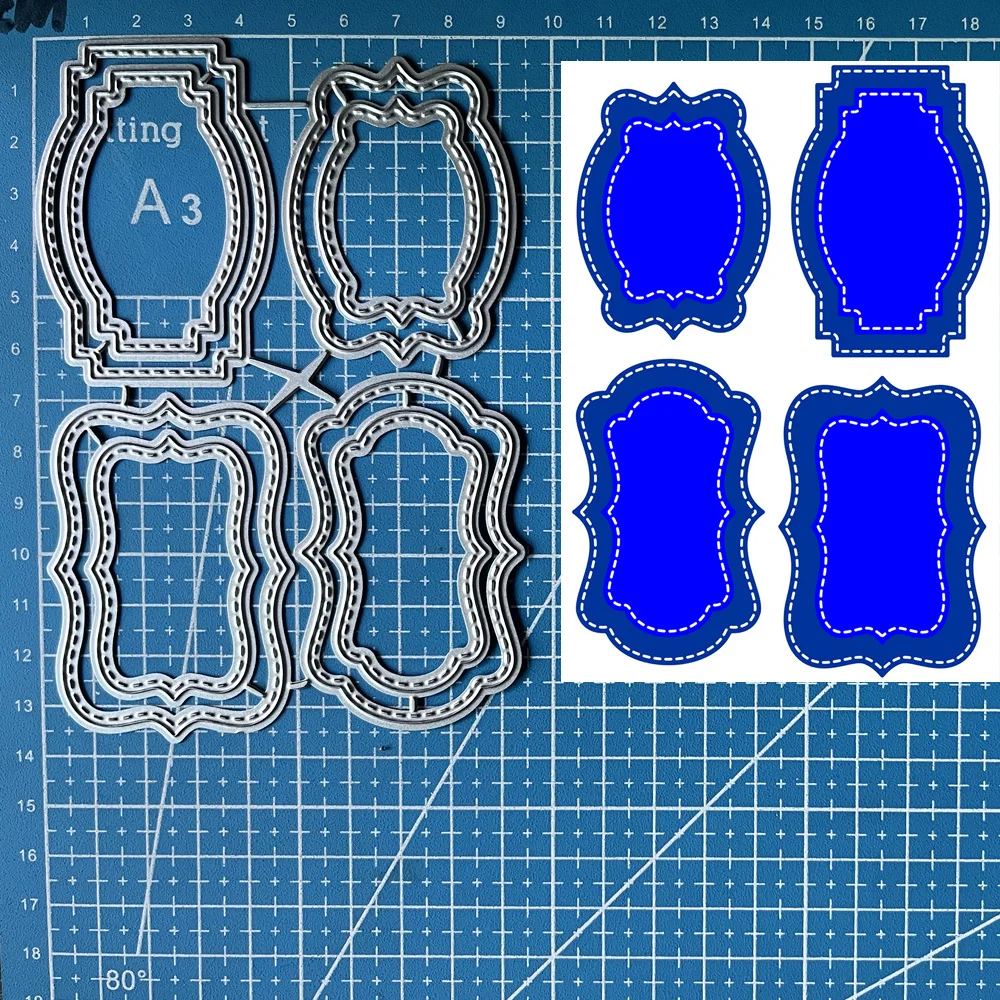 

8 шт., металлические штампы в форме этикеток для скрапбукинга