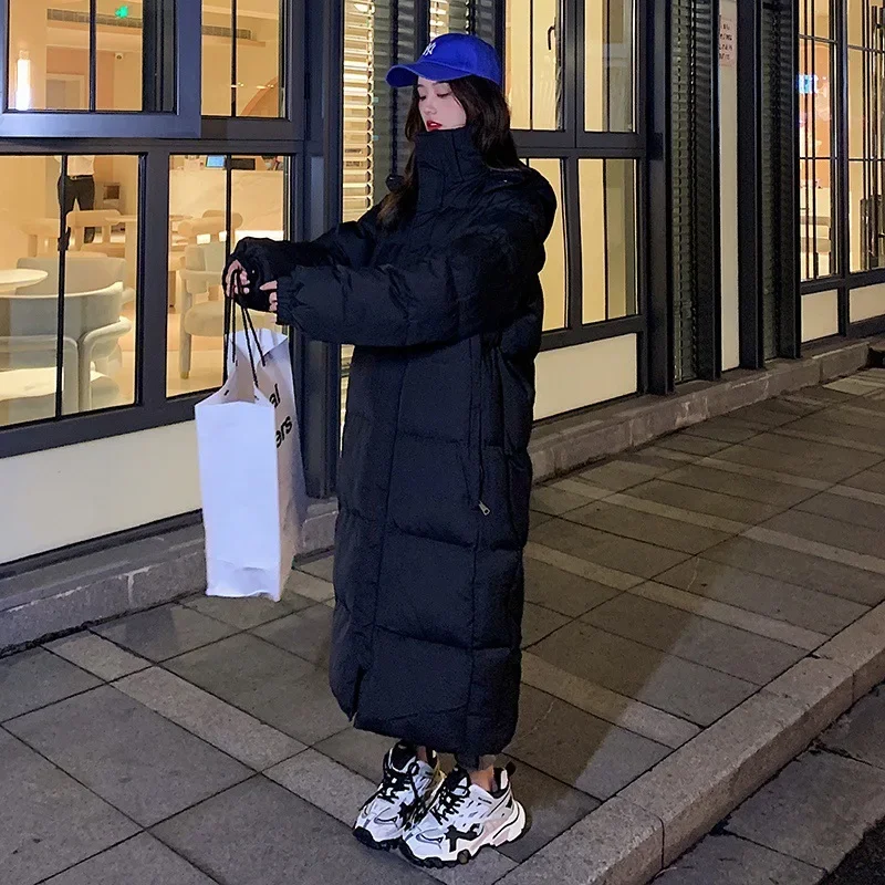 Новое однотонное длинное прямое зимнее пальто Повседневная Женская парка