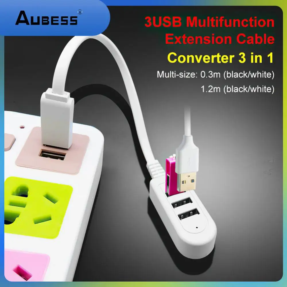 

3 Port Usb2.0 Multi-function Hub Usb 2.0 Hub Socket Pattern Splitter Cable Adapter Cable Socket High Speed Usb Splitter Usb Hub