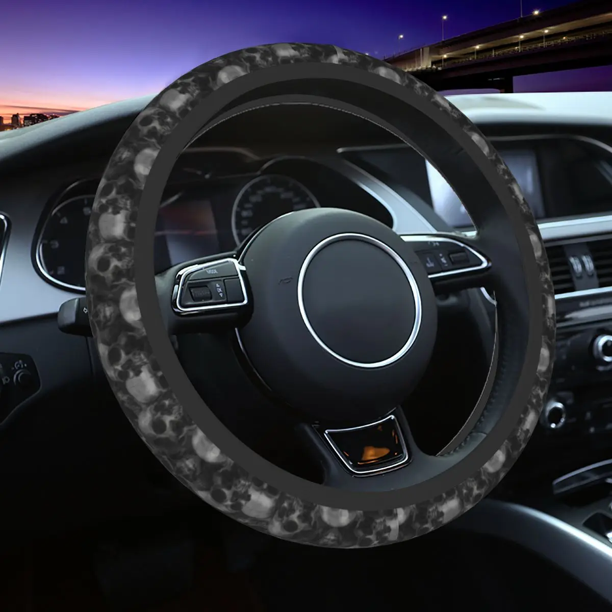 

Cool Skull Car Steering Wheel Cover 38cm Anti-slip Auto Steering Wheel Protector Fashion Car-styling Steering-Wheel Accessories